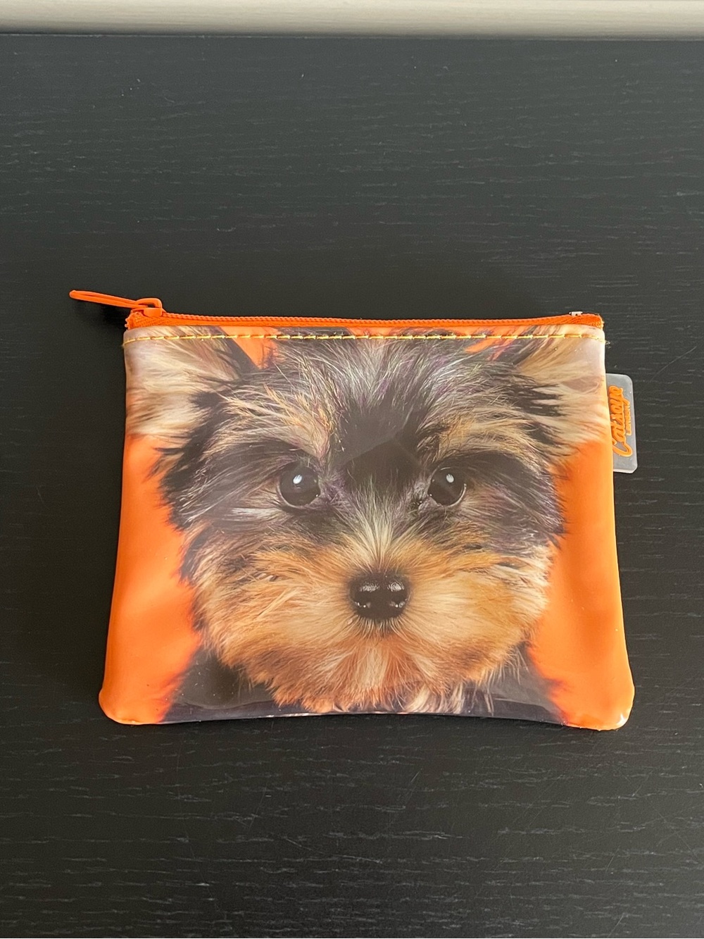 Catseye London Yorkie Puppy Dog Coin Purse Zippered Pouch Wallet Orange